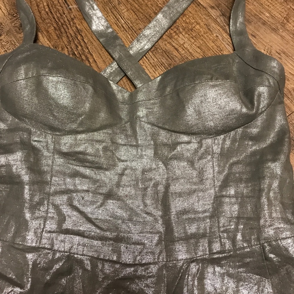 Cynthia Steffe Pewter Metallic Cocktail Dress 4 - Picture 2 of 7